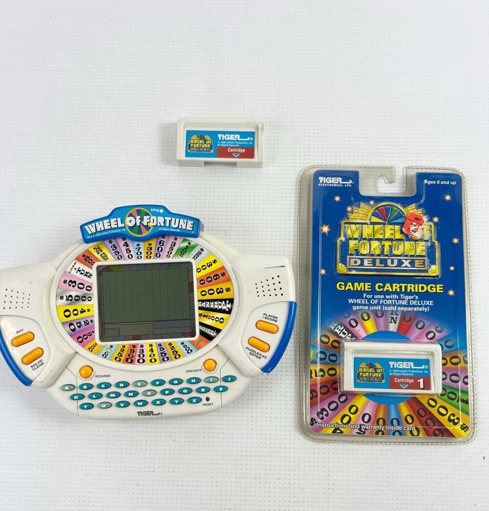 VTG 1998 Tiger WHEEL OF FORTUNE Electronic Handheld Game 2 Cartridges WORKS!